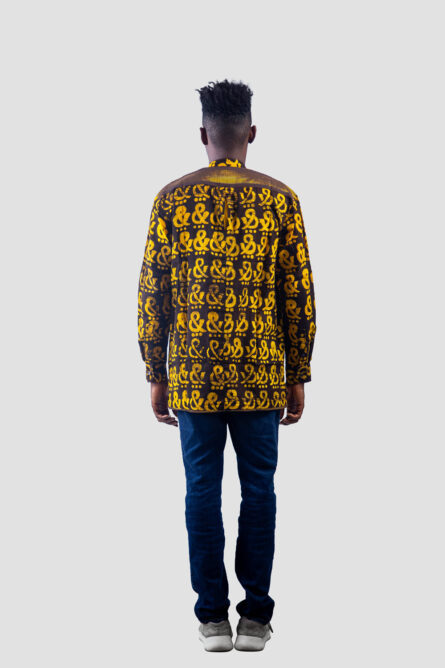 The Ampersand Yelow & Black Bishop Neck Shirt - Image 5