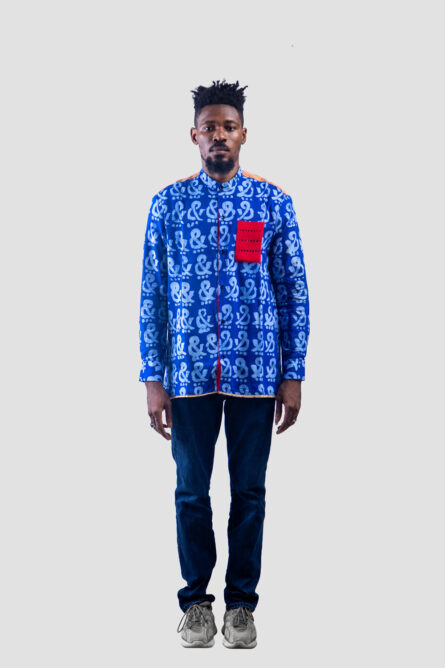 The Ampersand Bishop Neck Shirt, Royal Blue - Image 4