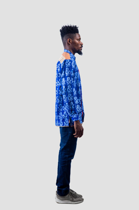 The Ampersand Bishop Neck Shirt, Royal Blue - Image 3